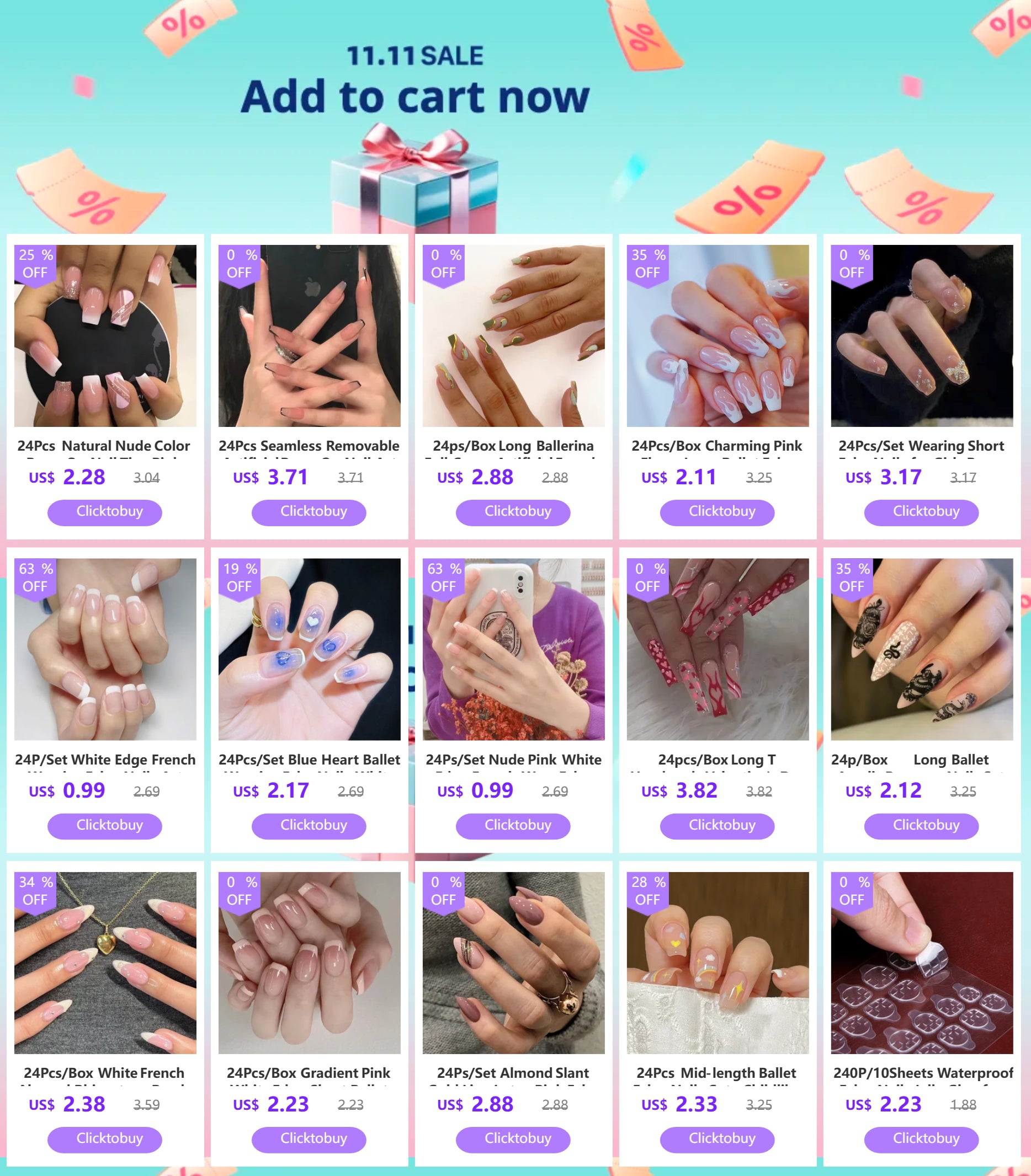 Bxoxo 24P French Oval False Nails Girls White Edge Design Nude Color Wearable Press on Nail Full Cover Short Acrylic Almond Fake Nails