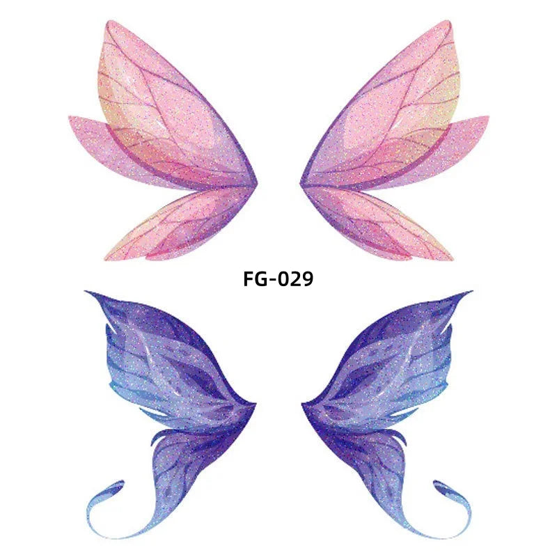 BXOXO 1Sheet Fairy Butterfly Wings Shiny Tattoo Sticker Waterproof Eyes Face Art Fake Tattoos for Women Makeup Dance Music Festival