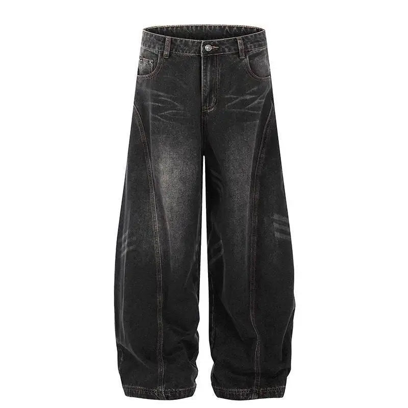 Bxoxo Vintage Washed Black Women's Jeans Wide Leg American Style High Waist Baggy Denim Pants Casual Straight Trousers New