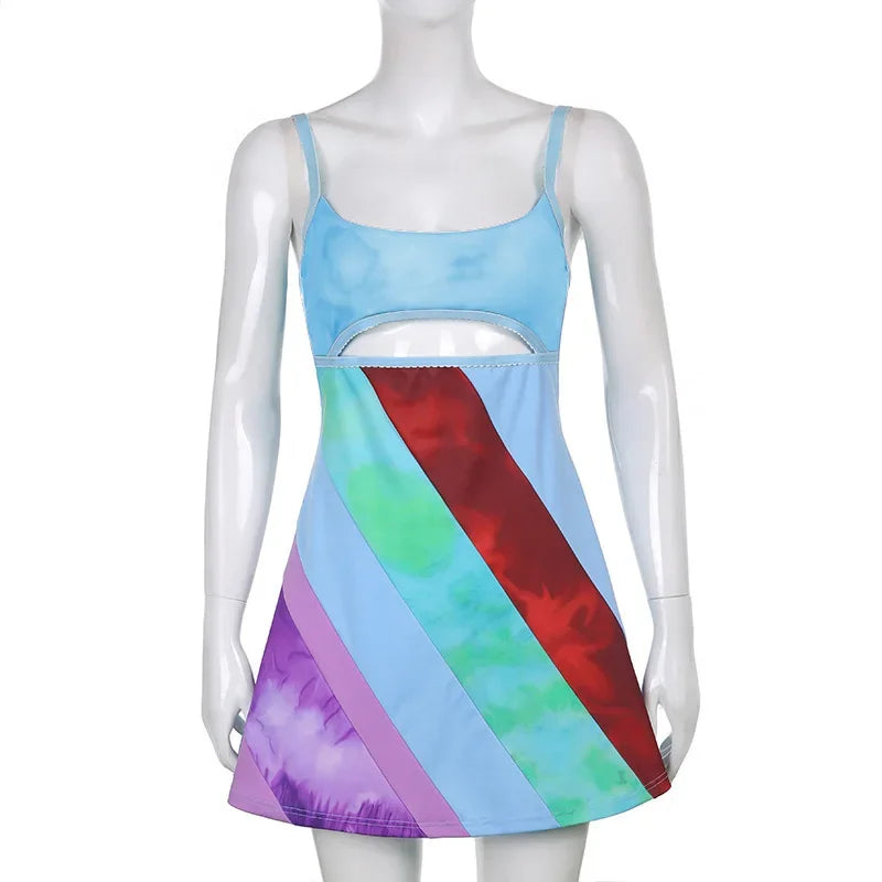 BXOXO Women's Vintage Print Semi-Sheer Sheath Dress 00s Fashion Bodycon Mini Slip Dress Retro Bandana Print Fitted Strap Dress
