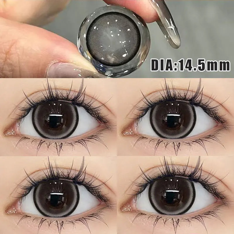 BXOXO 2Pcs New Colored Contact Lenses with Prescription Myopia Degree 0.00- 8.00 Grey Purple  Lens Eye Beauty Pupil Soft Lens