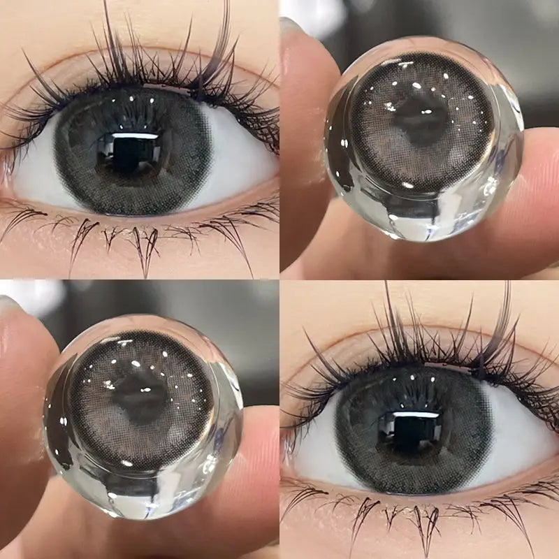 BXOXO 1Pair Myopia New Freshly Colour Contacts Lenses Large Diameter14.5mm Natural Eye Lenses Beauty Pupil Brown Gray Lenses