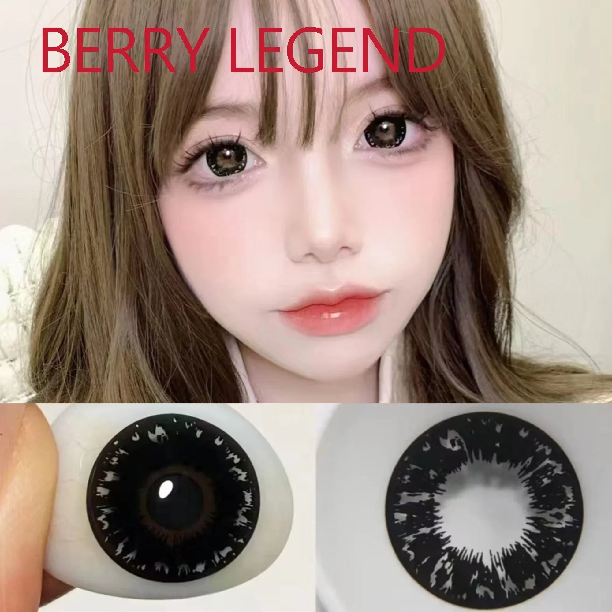 BXOXO 14.50mm Soft Contacts Lenses for Eye Color Change with Power Dolly Eyewear Accessories lentes de contacto Berry Legend Black