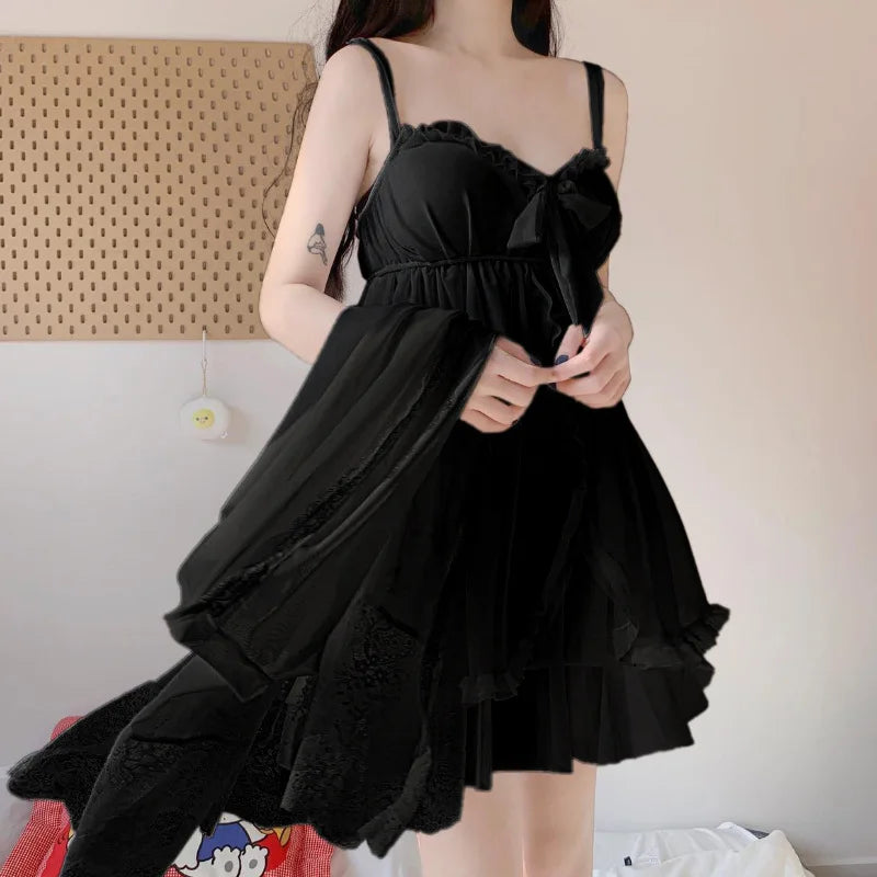 Bxoxo Elegant Sweet Simple Solid White Women Robe Gown Sets Chic Lace Bow Mesh  Sleepwear Breathable Slim Nightdress