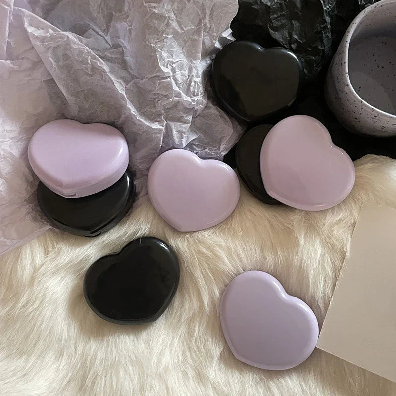 BXOXO Heart Black Purple Contact Lenses Box for Color Eyes Tool Kit Contact Lens Storage Care Holder Container with Mirror Tweezer
