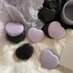 BXOXO Heart Black Purple Contact Lenses Box for Color Eyes Tool Kit Contact Lens Storage Care Holder Container with Mirror Tweezer