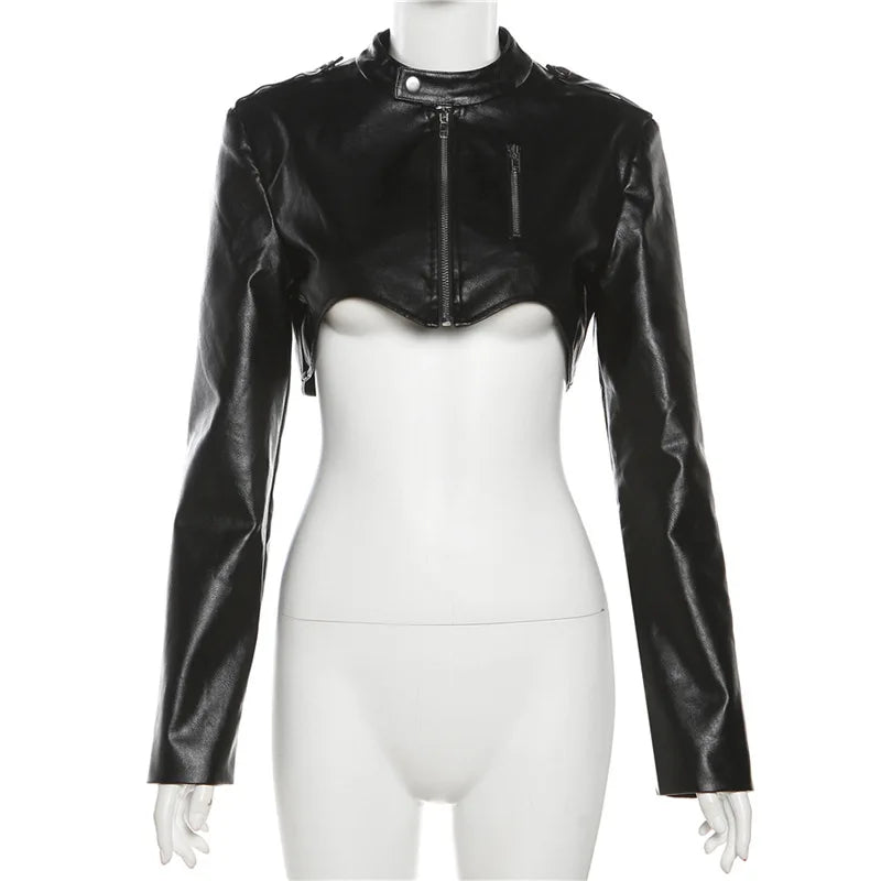 BXOXO Autumn New Vintage Classic Black Hottie Mysterious All-Match Casual High Street Cool Confident Women's Matte Jacket