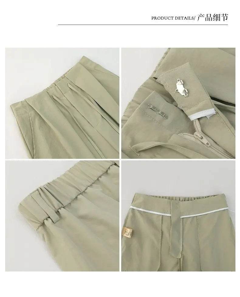 Bxoxo White Basic High Waist Wide Leg Women Pants Solid Color Korean Fashion Parachute Trousers Baggy Lace Up Youthful Summer