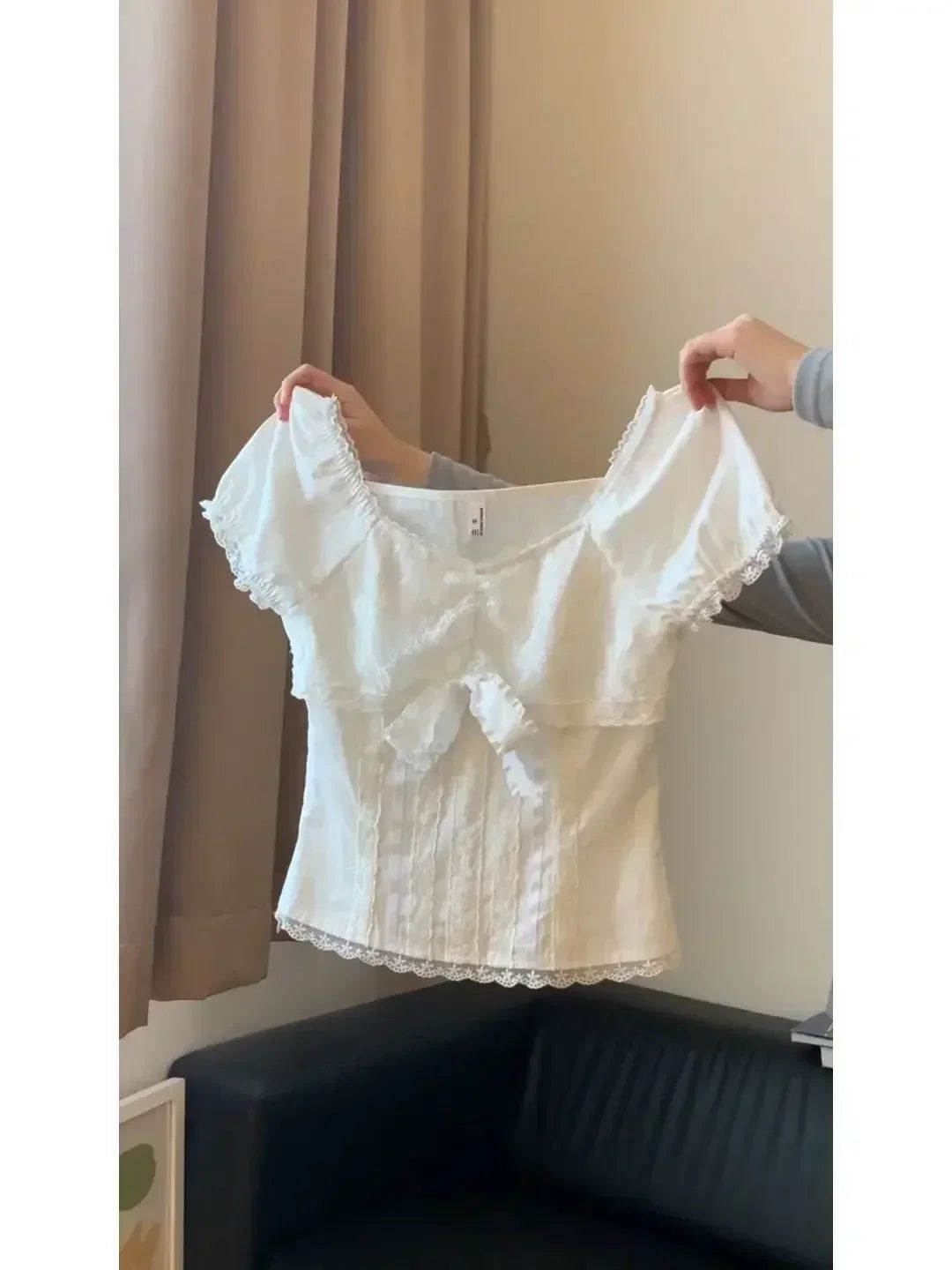 BXOXO Summer New Two Piece Sets Women Japanese Sweet Vintage Lace Slim Short Sleeve Tops + Y2k High Waist Bow Patchwork Skirts
