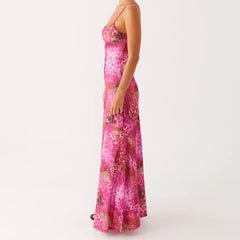 BXOXO Women Floral Tube Maxi Dress with Scarf Sexy Strapless Backless Bodycon Long Dress Summer Mesh Cocktail Sundress