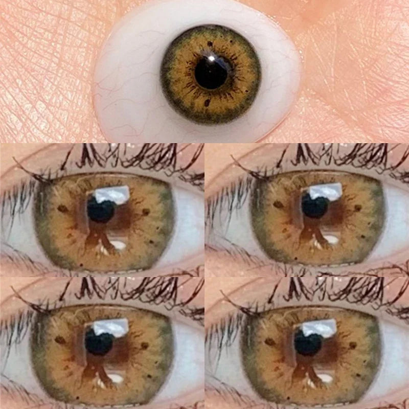 BXOXO 2Pieces Colored Contact Lenses Bueatiful Pupil Color Circle Lens Green Iris Prescription Yearly Natural Coloured Contacts