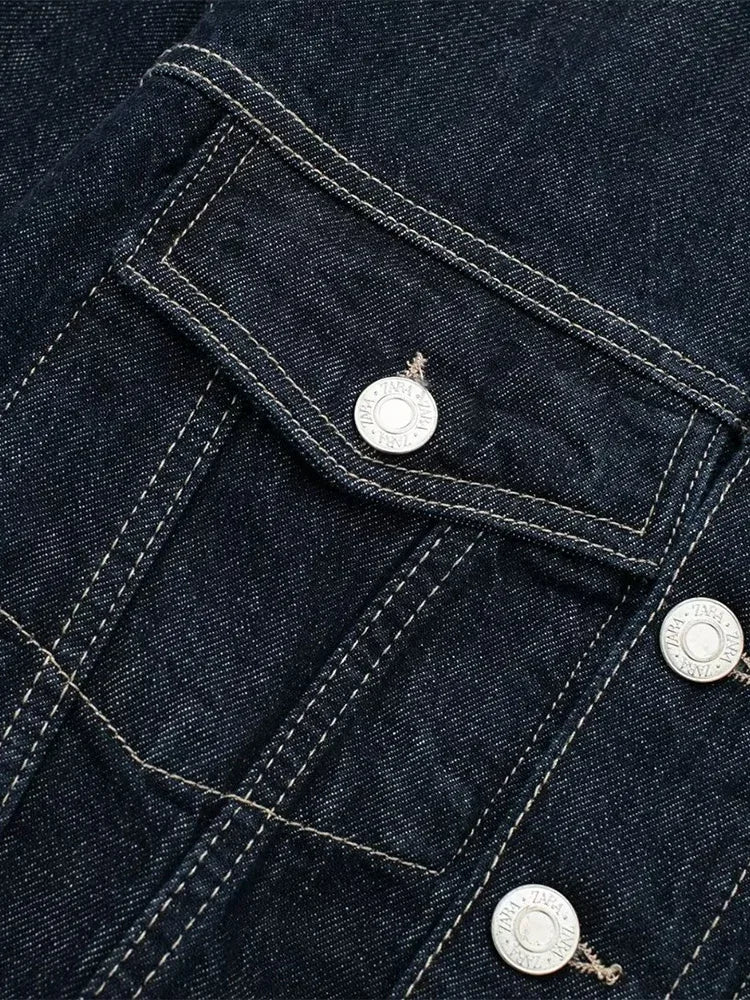 Bxoxo Women Fashion With Pockets Denim Blue Single Breasted Jackets Vintage Lapel Neck Long Sleeves Female Chic Lady Outfits