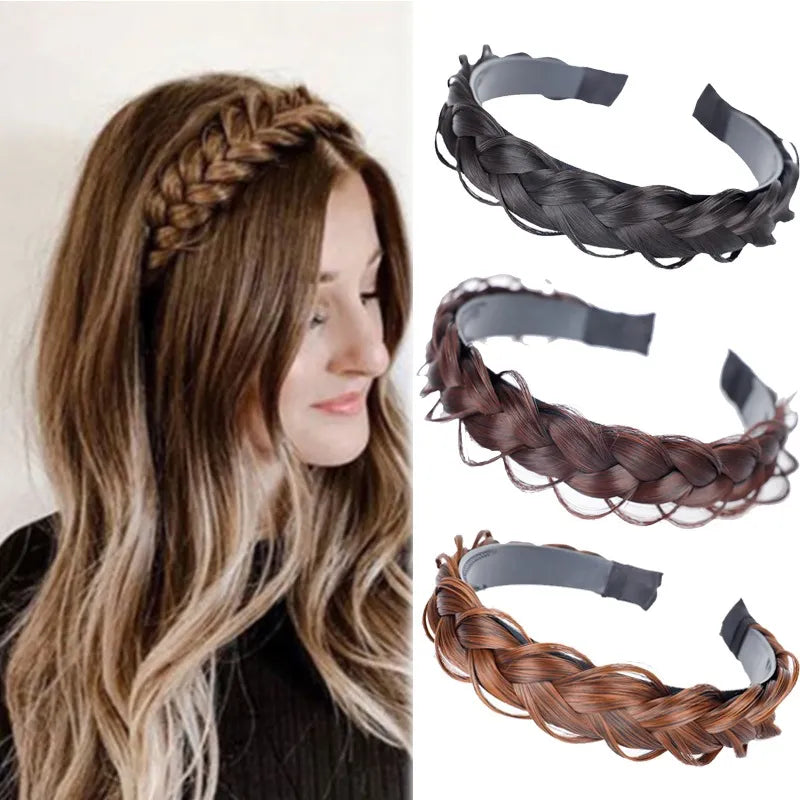 BXOXO Women Synthetic Wig Twist Braided Hair Bands Fashion Braids Hair Accessories Women Bohemian Nature Headband Stretch for Party