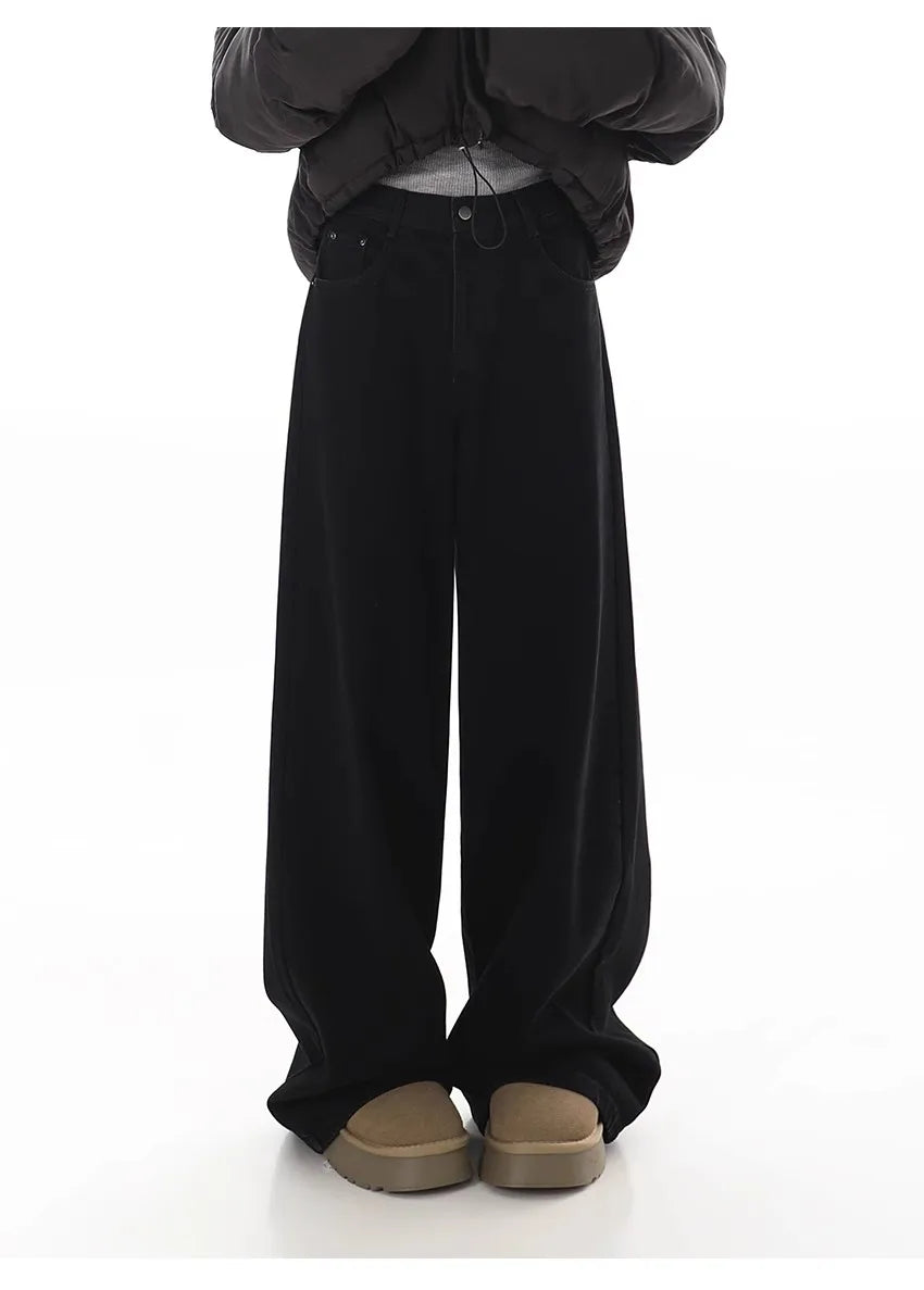 Bxoxo Y2K Black Jeans for Women Korean Fashion Streetwear High Waist Wide Leg Denim Pants Female Baggy Straight Trouser
