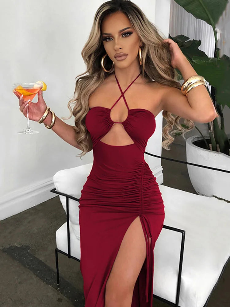 BXOXO Sleeveless Sexy Female Midi Backless Dresses Slim Night Club Party Women's Dress Bodycon Vestidos Elegantes Para Mujer