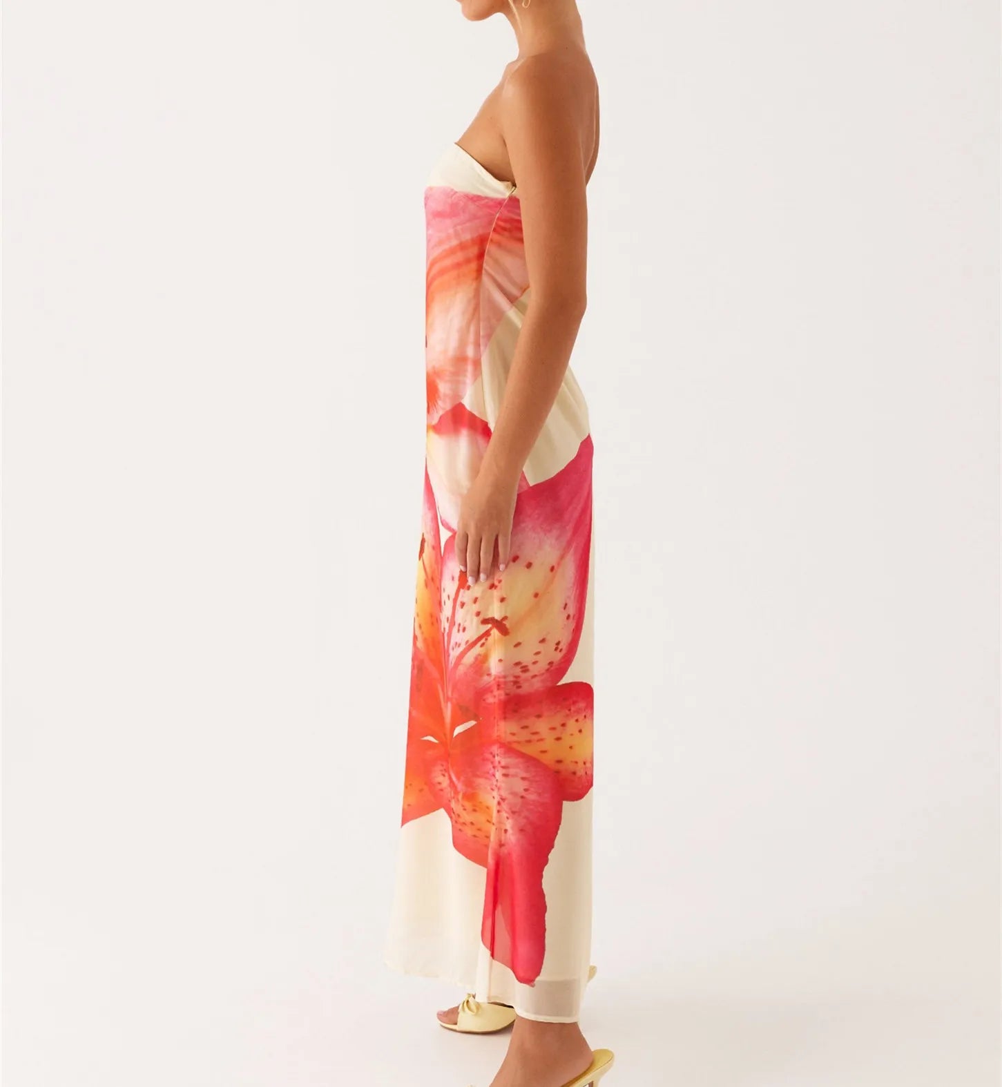 BXOXO Women Floral Strapless Dress Sexy Backless Maxi Long Dress Y2K Sleeveless Bodycon Tube Dress Summer Party Beachwear