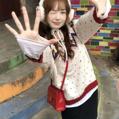 Bxoxo Vintage Sweet Knitted Pullovers Women Preppy Style Long Sleeve Sweater Retro Fashion Casual Autumn Winter Pullovers