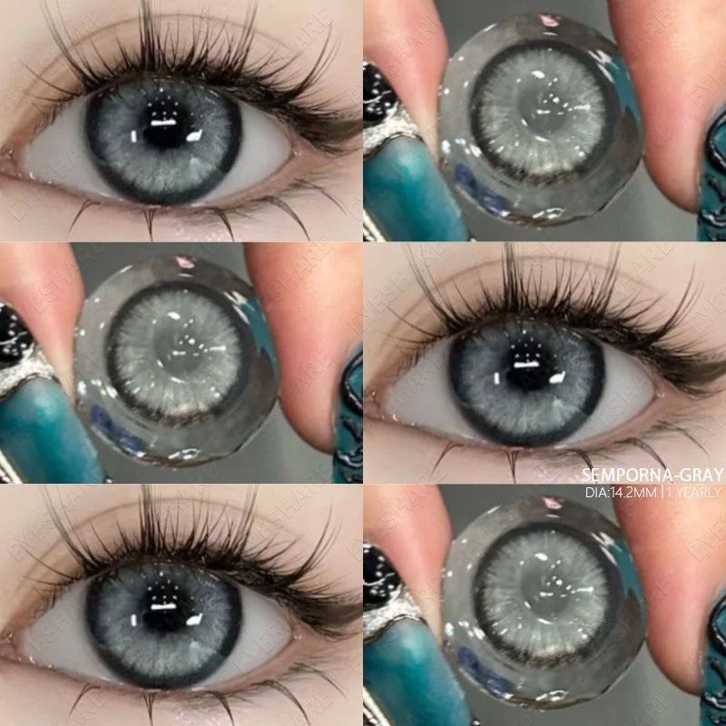 BXOXO Colored Contact Lenses 1pair Natural Eye Lens Blue Eye Lenses Brown Lenses Gray Pupils Yearly Cosmetic Green Contacts