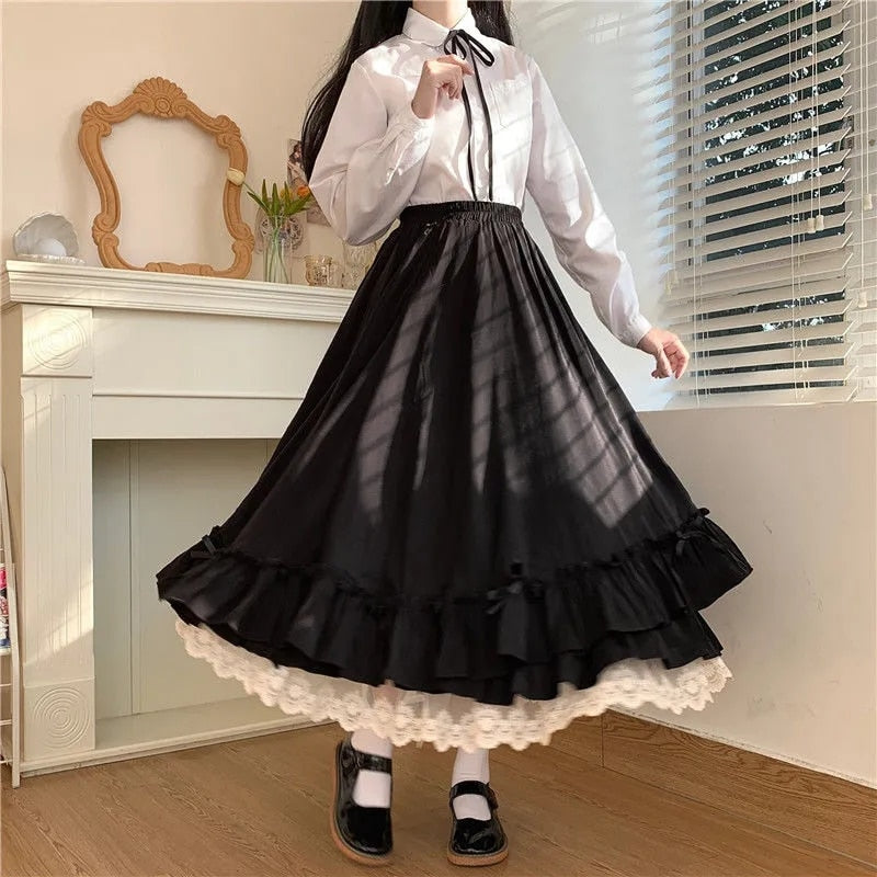BXOXO - Layered Vintage Style Ruffled Pleated Skirt