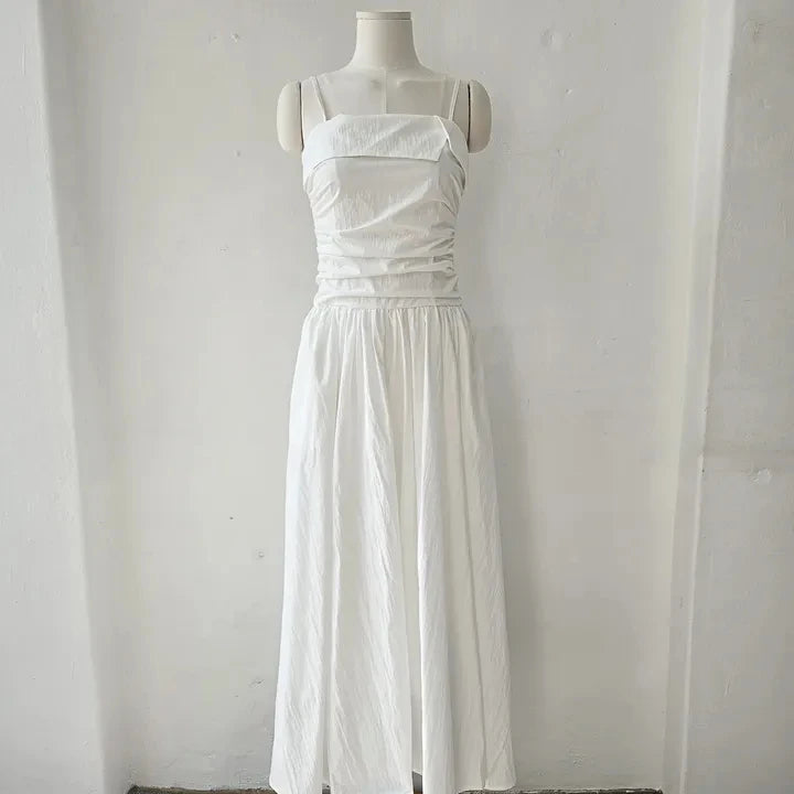 Bxoxo Summer Women's Gown Strapl High Waist Pleated A-Line Midi Dr Korean Sle Pure Desire Long Skirt Commute Faion
