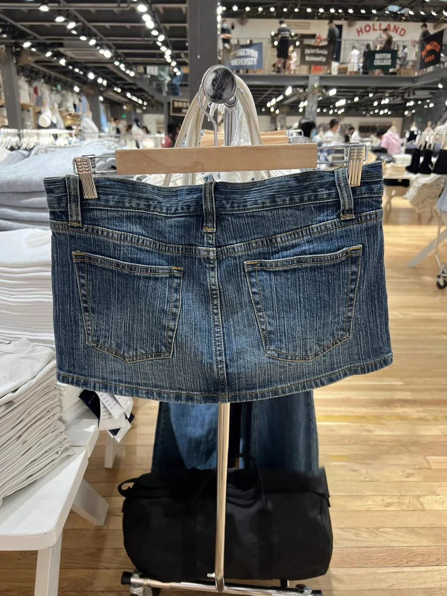 BXOXO American Vintage Denim Mini Skirts Women Summer Fashion High Waist Straigth Short Faldas Casual Fashion Streetwear Cotton Skirt