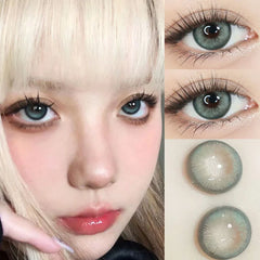 BXOXO 2Pcs Kroean New Colored Contact Lenses with Prescription Myopia Degree 0.00- 8.00 Black Eye Soft Lens Eye Beauty Pupil