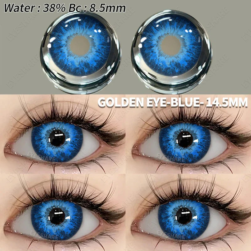 BXOXO Halloween Color Contact Lenses 1pair Cute Anime Cosplay Contact Lenses Blue Eyes Contact Lenses Yellow Colored Contacts