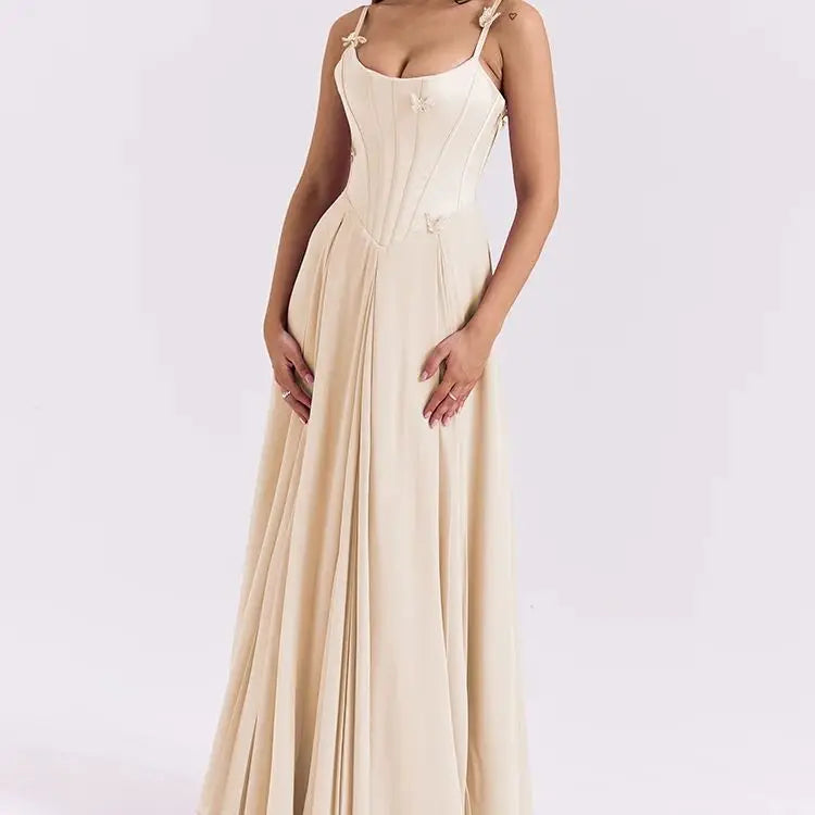 BXOXO  Sexy Butterfly Appliques Dress Women Patchwork Solid Draped Backless Sleeveless Elegant Midnight Club Party Vestidos