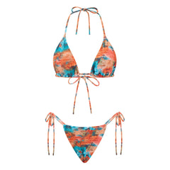 BXOXO Women 2 Pieces Bikini Swimsuit Spaghetti Strap Top Tie Side Triangle G-Thong Bathing Suit Beach Holiday Swimwear