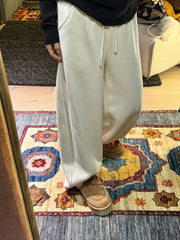 Bxoxo Winter Thick Women Wide Leg Pants Women Y2K Streetwear Loose Warm Joggers High Waist Drawstring Oversize Straight Trousers