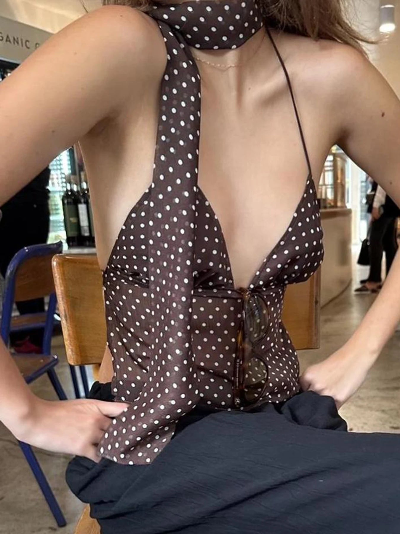 Bxoxo Rockmore Summer Camisole Slim Vest Sexy Women Sleeveless V-Neck Ribbon Tank Top Female Solid Polka Dots Tops Y2k Coquette