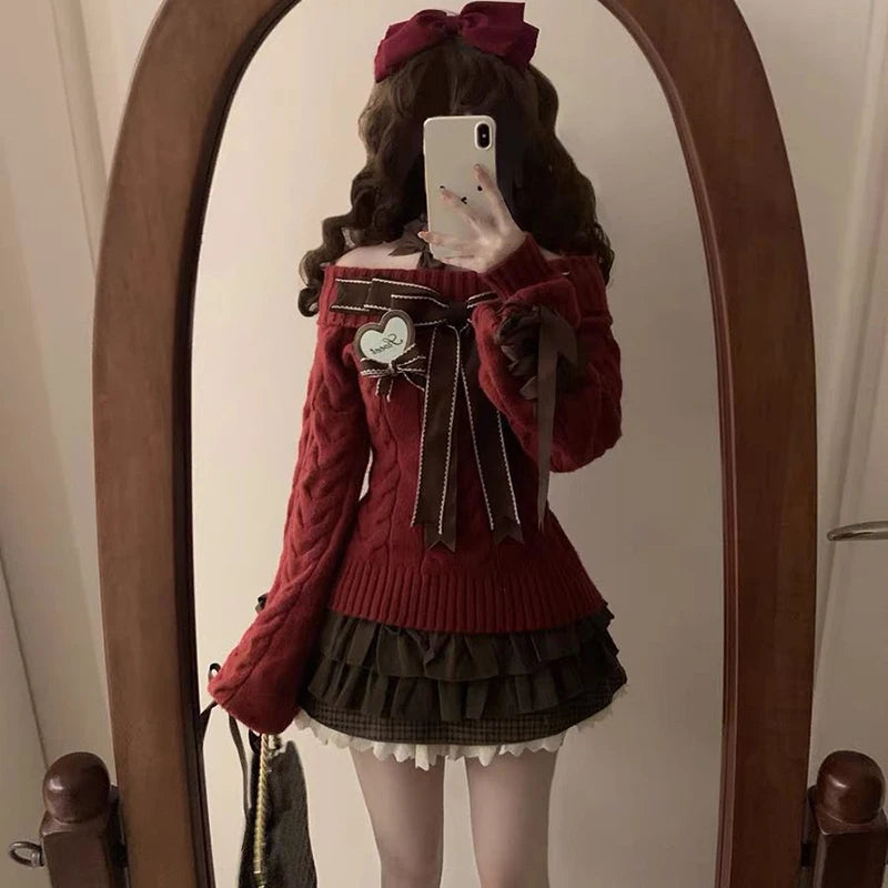 Bxoxo Japanese Sweet Lolita Mini Skirts Women Y2K Kawaii Lace Patchwork Bow Cake Skirt Femme High Waist Preppy All Match A Line Skirts