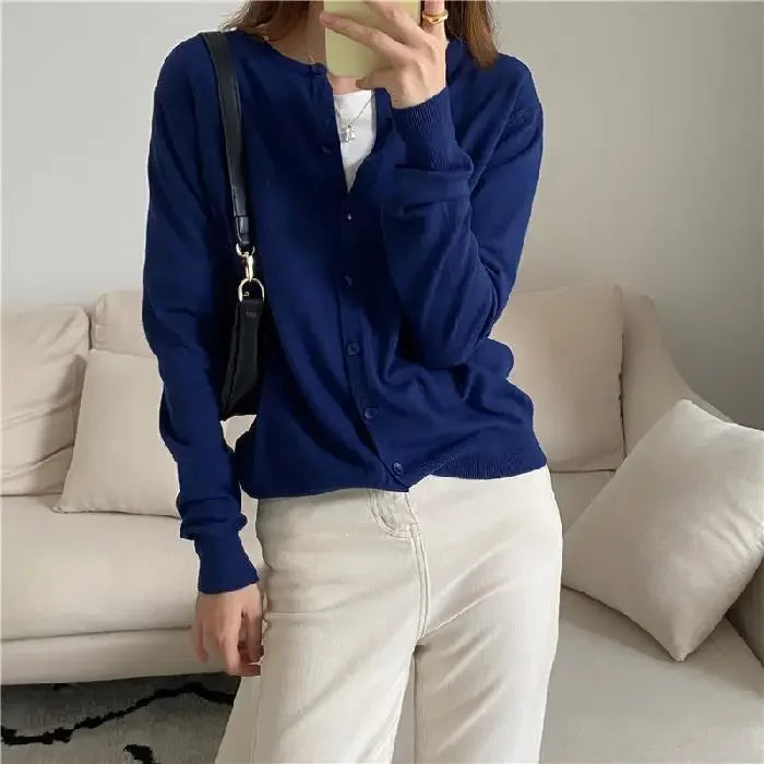 Bxoxo Knitted Sweater Cardigan Loose-fit Warm Jacket Inner Wear Outer Korean Style Stylish Women's Top Core-spun Yarn
