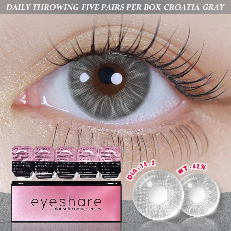 BXOXO Contact Lenses for Eyes 1 Day Daily Lens High Wearing Comfort Lenses Brown Lenses Fashion Blue Contacts 10 Pcs/5Pair