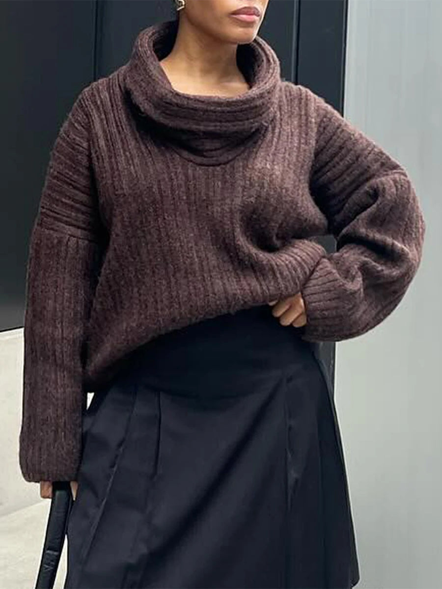 Bxoxo Women y2k Loose Knit Sweater Solid Color Long Sleeve Boat Neck Off Shoulder Pullovers Fall Winter Casual Jumpers Streetwear