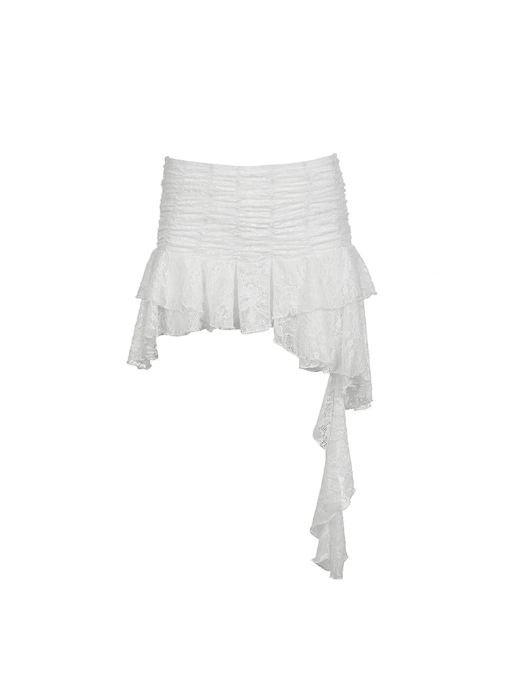Bxoxo Asymmetrical Hem Lining Boho Vacation Lace Skirt Women