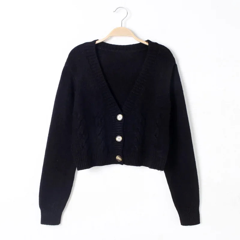 Bxoxo Short style high-waisted slim plastic sweater women spring new single-breasted knitted cardigan twist small jacket