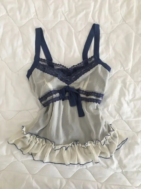 BXOXO Y2k Summer New Solid Sling Tops Kawaii Lace Bow Inside A Sling Vest 90s Aesthetics Crop Top Women Pink Tank Top Fashion Punk Top