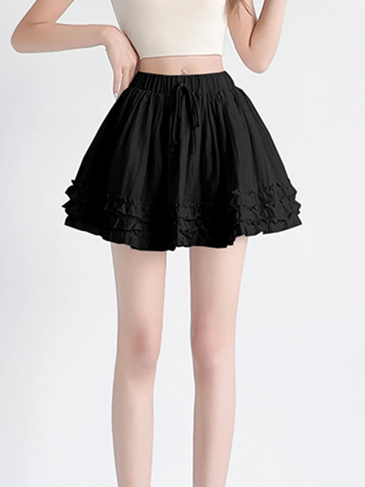 Bxoxo Korean Women Sweet Skirt High Waist Fashion Elegant White Mini Skirts Preppy Style Edible Tree Fungus Sexy Dance Skirts New