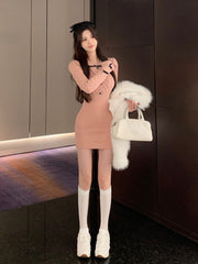 BXOXO - Kawaii Knitted Bow Sleeve Dress