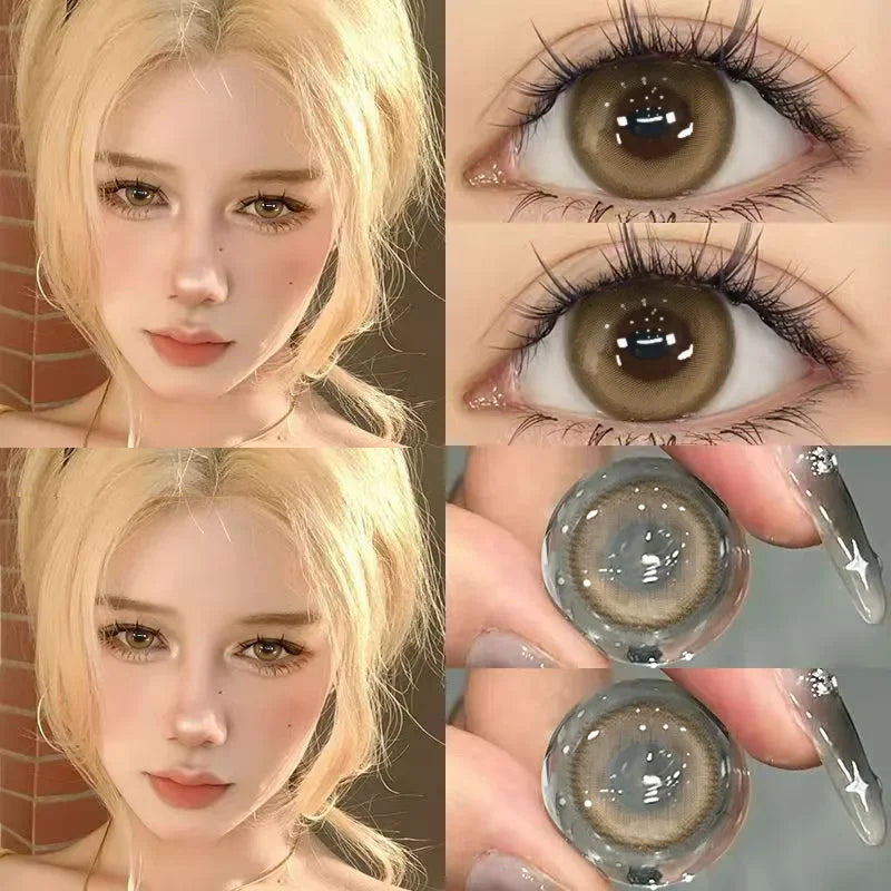 BXOXO Natural Colored Eyes Lenses Green Lenses Contacts Lens Beauty Pupils with Graduation Contact Korean Lenses Make Up