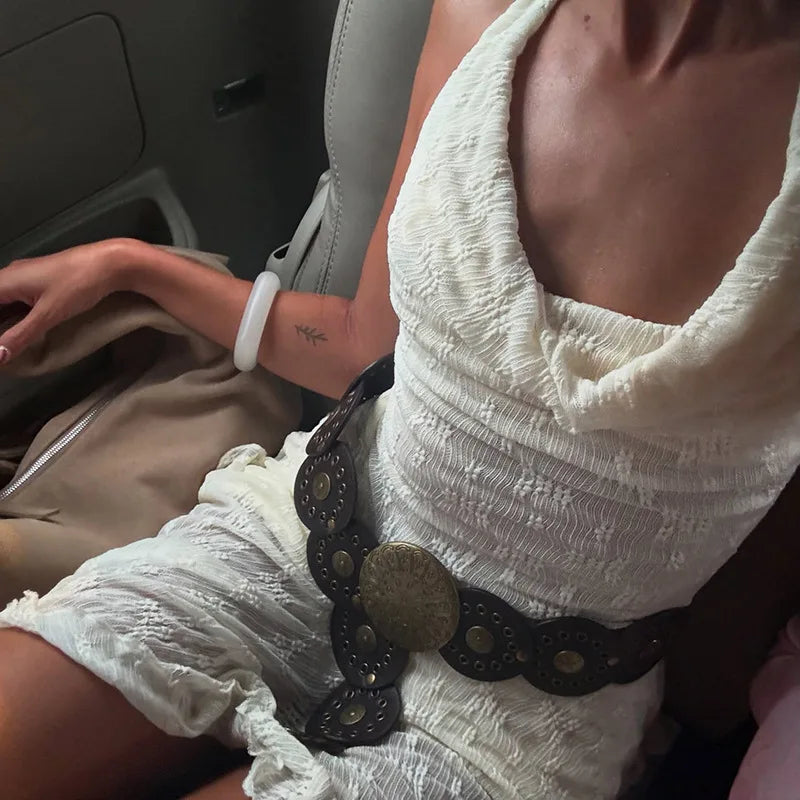 BXOXO Women Mini Dress Lace Cowl Neck Halter Neck Sleeveless Dress Summer Fashion Backless Dress Holiday Beach Sundress