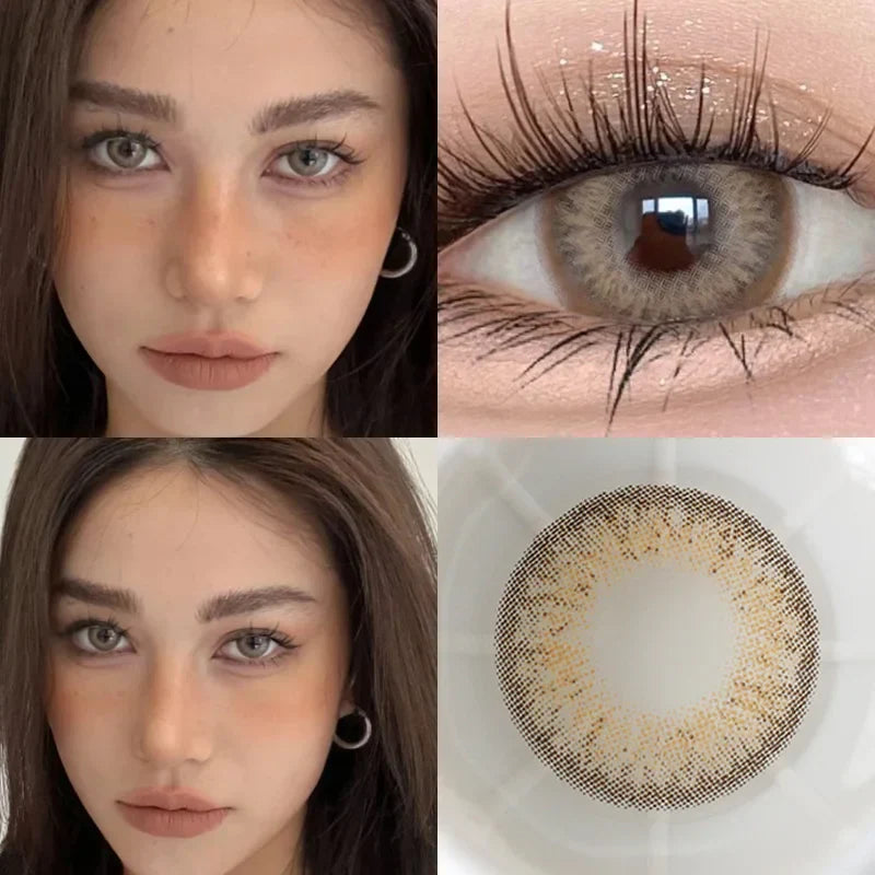 BXOXO 1Pair Green Colour Contacts Lenses Natural Blue Gray Eye Myopia Lenses Beauty Pupil Brown Lenses Makeup