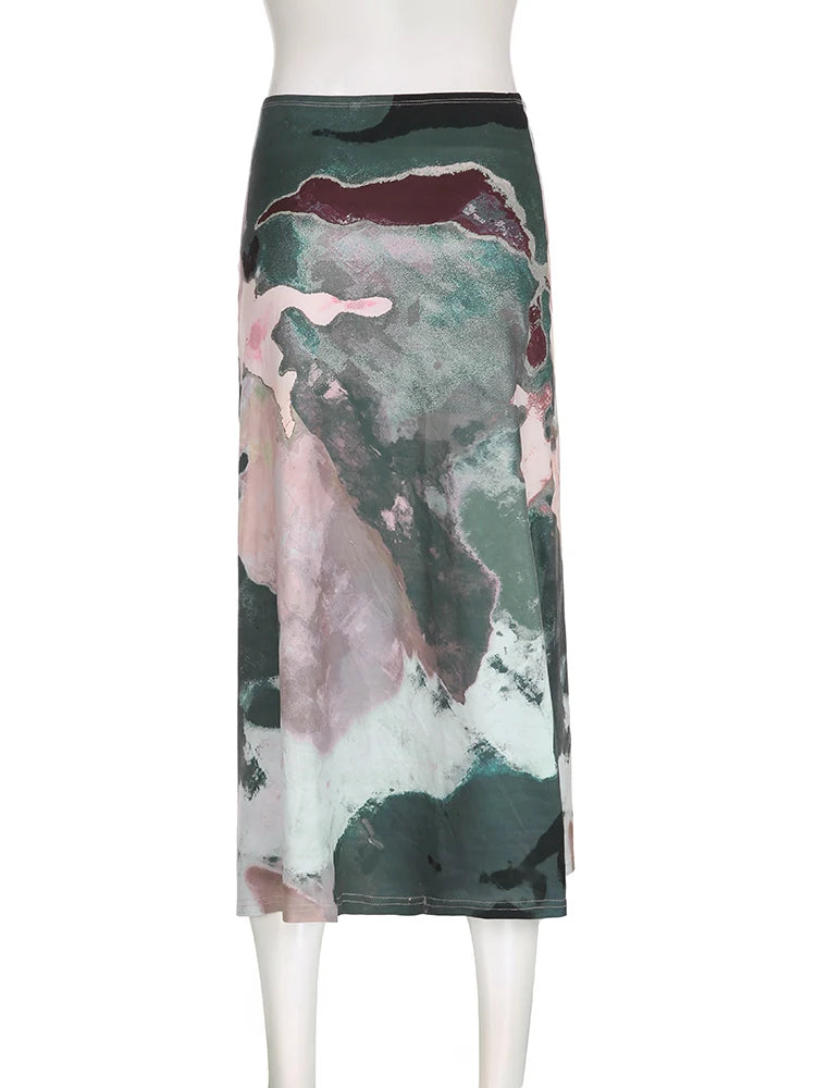 BXOXO New Stylish Vintage Satin Women'S Long Skirt y2k Aesthetic Harajuku Straight Skirts Korean Fashion Clothes Summer