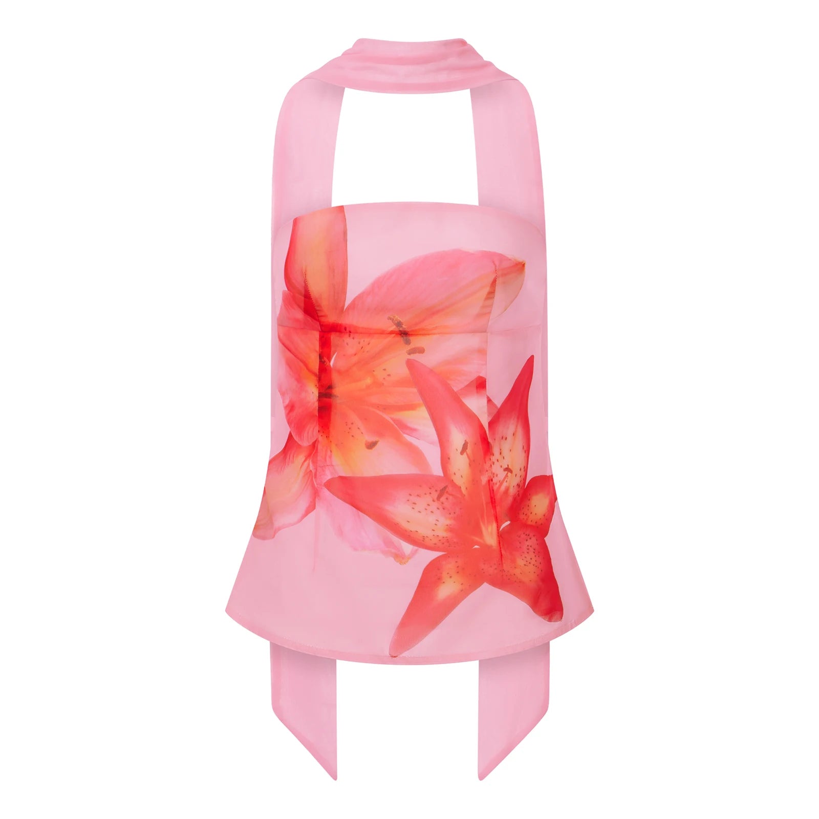 BXOXO Holiday Floral Print Tube Top with Scarf Fairycore y2k Strapless Cropped Tops Women Summer Casual Vest Elegant Aesthetic