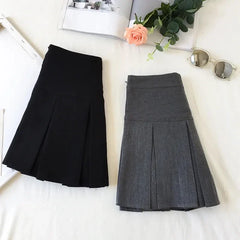 BXOXO Fashion A Line Women Pleated Skirt High Waist Zipper Grey Student Mini Skirt JK Summer New Black Ladies Suit Skirt