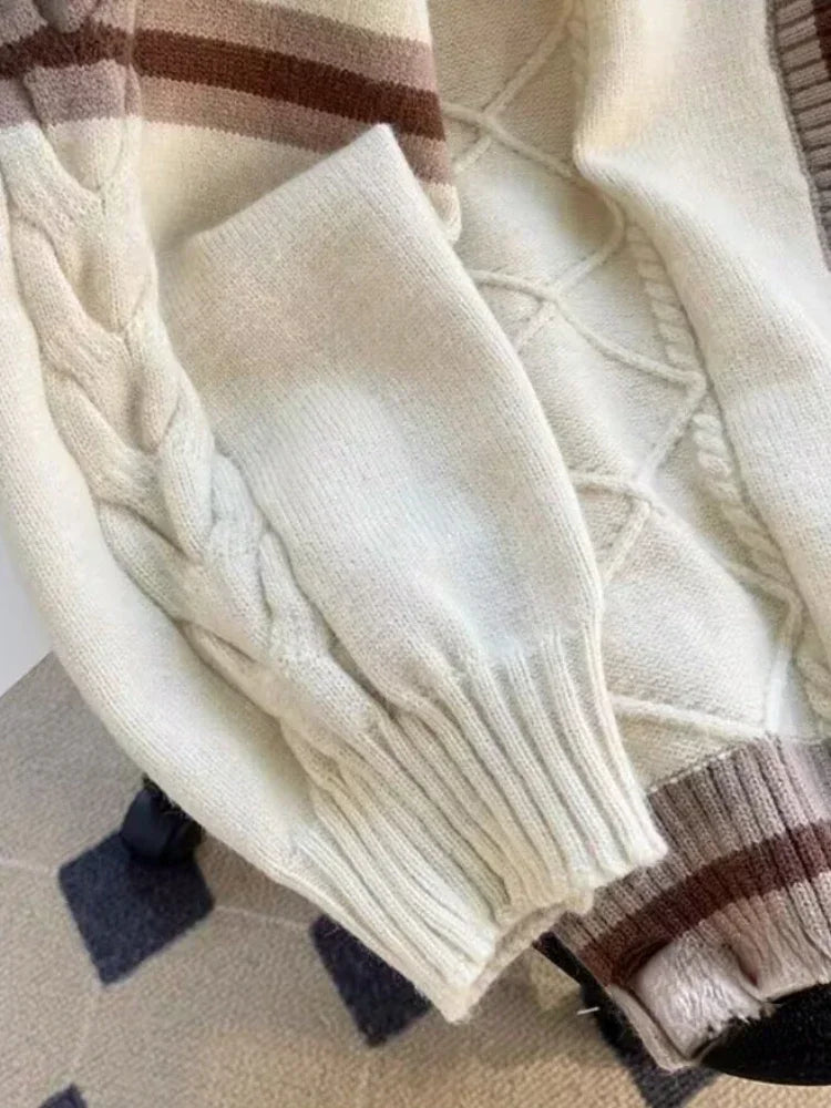 BXOXO Sweet Bow Knitted Cardigans Y2k Aesthetic All Match Contrast Color Coats Fashion Single Breasted Women Kawaii JK Sweaters Jumper