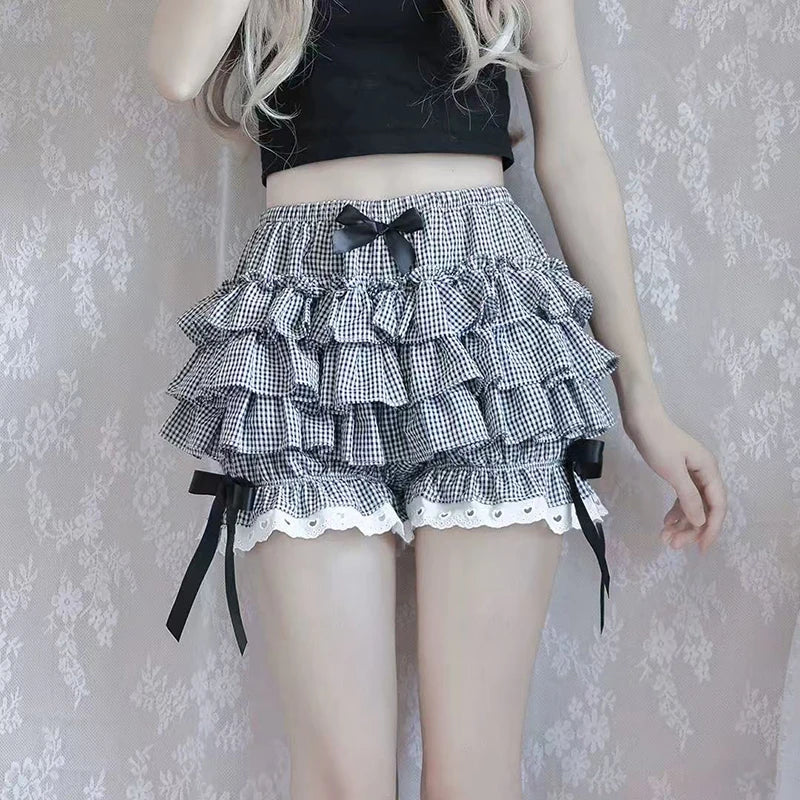 Bxoxo Y2K Sweet Lolita Tutu Skirts Women Japanese High Waist Kawaii Preppy Patchwork Dance Skirts Summer Cute with Bow Mini Cake Skirt