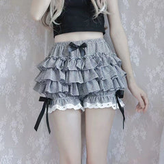Bxoxo Y2K Sweet Lolita Tutu Skirts Women Japanese High Waist Kawaii Preppy Patchwork Dance Skirts Summer Cute with Bow Mini Cake Skirt