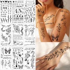 BXOXO Small Tattoo Stickers for Finger Flower Snake Moon Leaf Design Temporary Tattoos for Hand Body Decor Fake Tattoo for Women